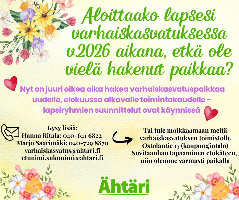 varhaiskasvatukseen haku 2026